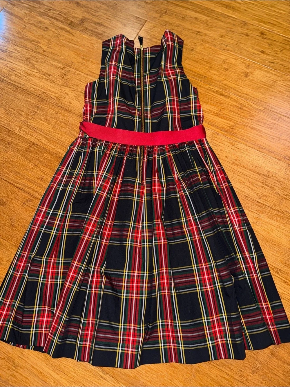 J. Crew Crewcuts Tartan black plaid Dress with red Sash size 12 NWOT
